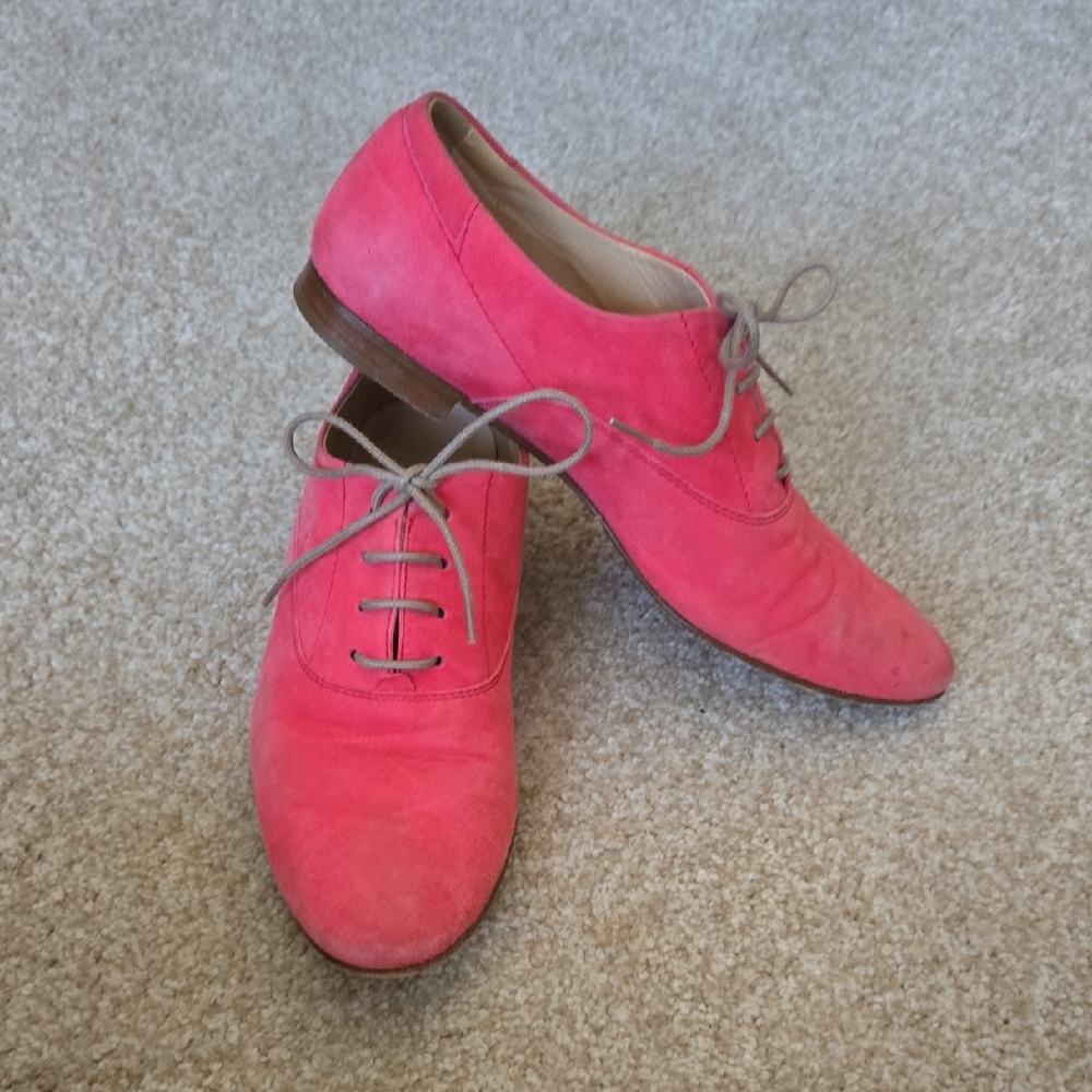 Women's Pink Suede Oxford Shoes: TOD'S Made In Italy Size 7.5 (37.5)